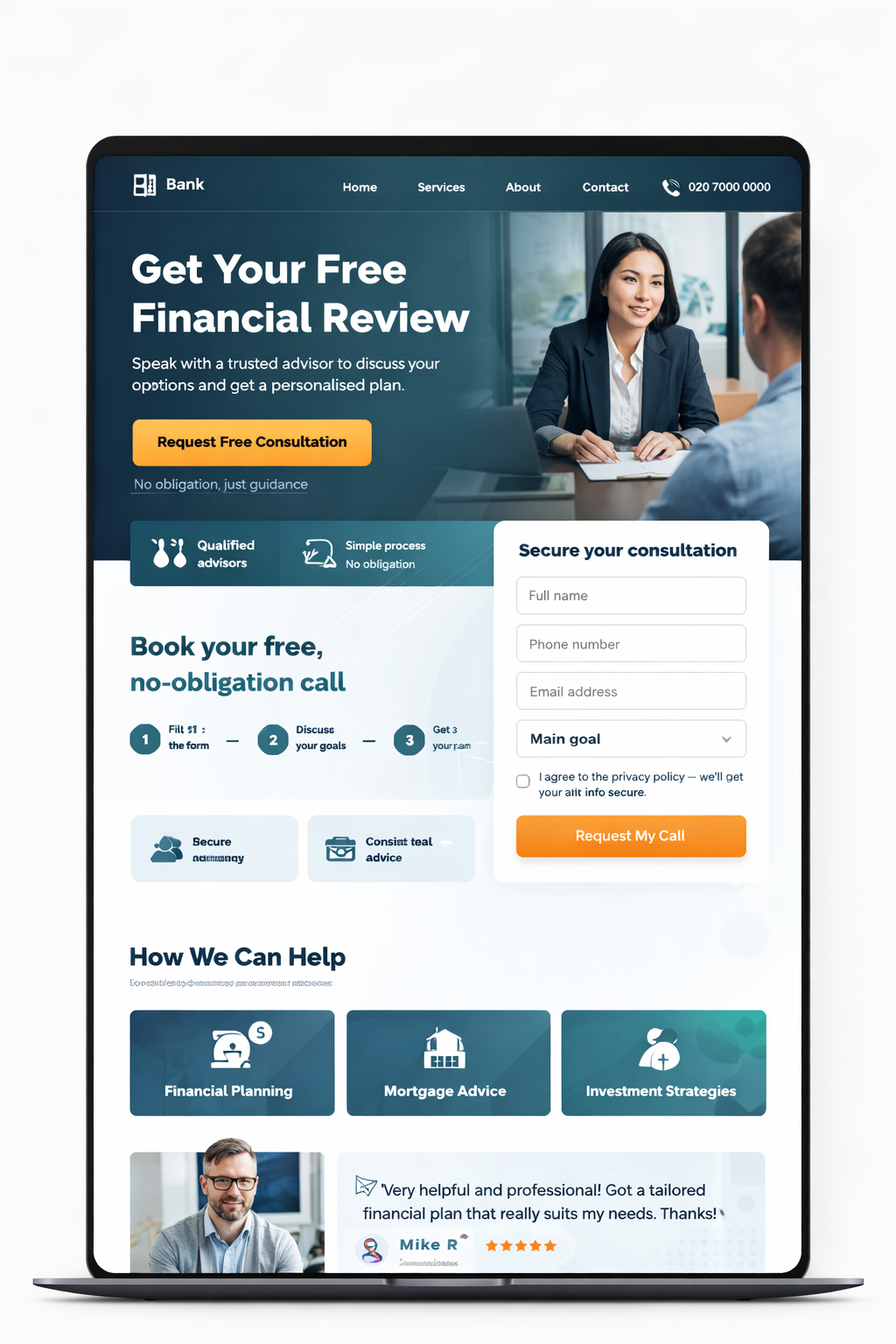 Lead-gen landing page project preview